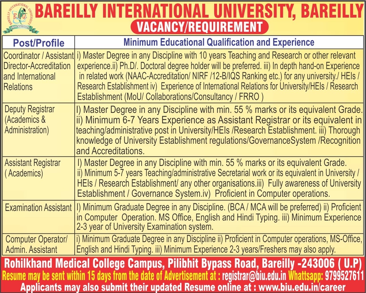 BIU Teaching Non-Teaching Recruitment 2025